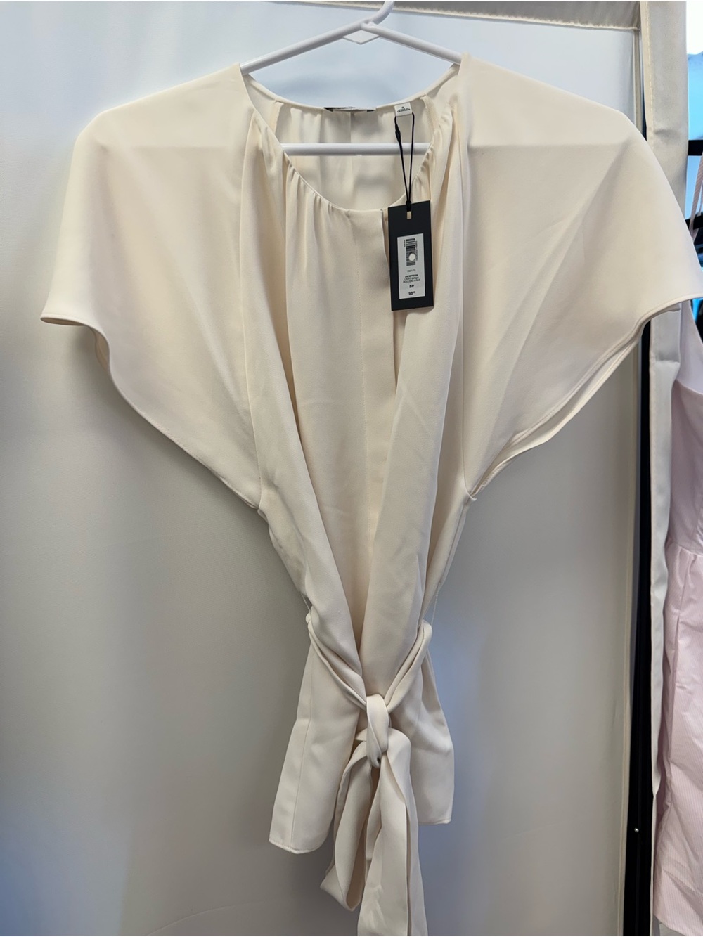 Aritzia Light Birch Blouse with Front Tie